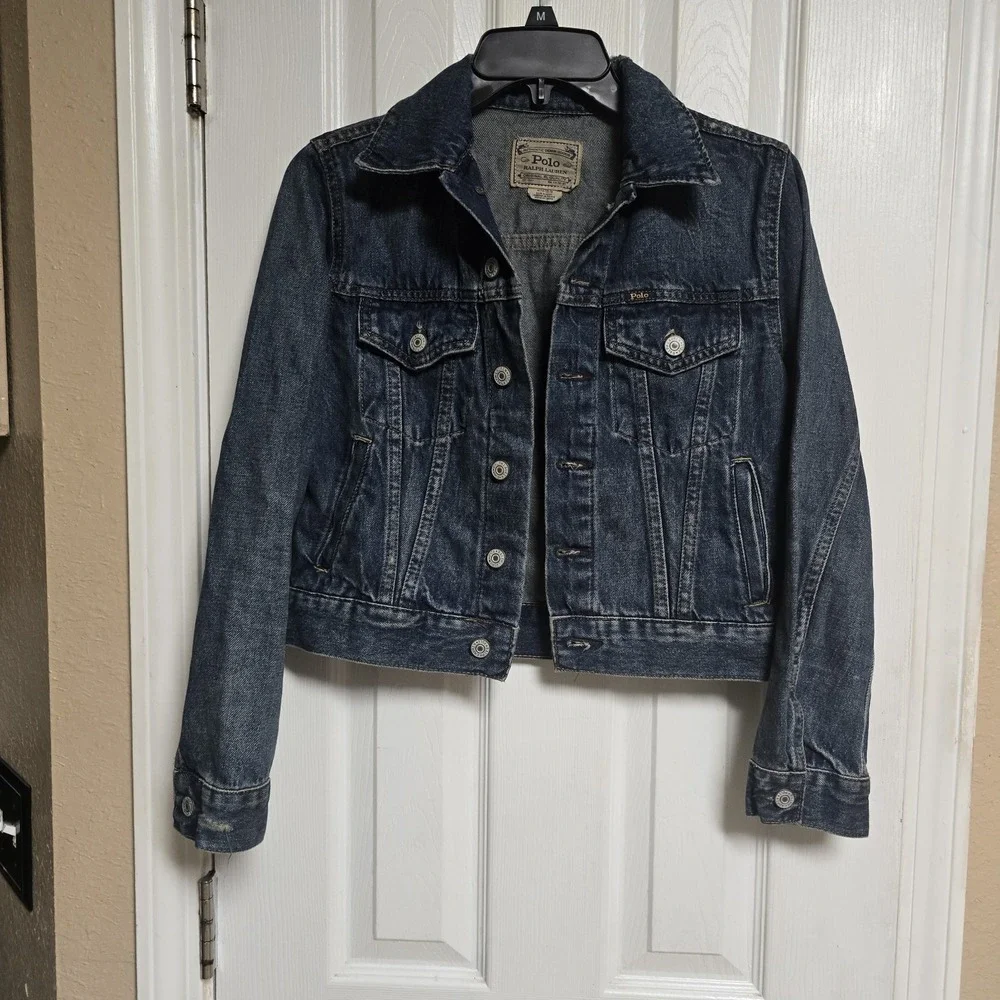 Polo Ralph Lauren Denim Jacket Kids Youth Size M‎ (10-12)Blue Trucker Distressed